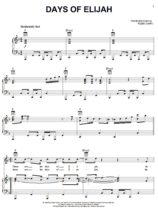 Donnie McClurkin Days Of Elijah Sheet Music Notes & Chords for Piano, Vocal & Guitar (Right-Hand Melody) - Download or Print PDF Donnie McClurkin Days Of Elijah Sheet Music Notes & Chords for Piano, Vocal & Guitar (Right-Hand Melody) - Download or Print PDF