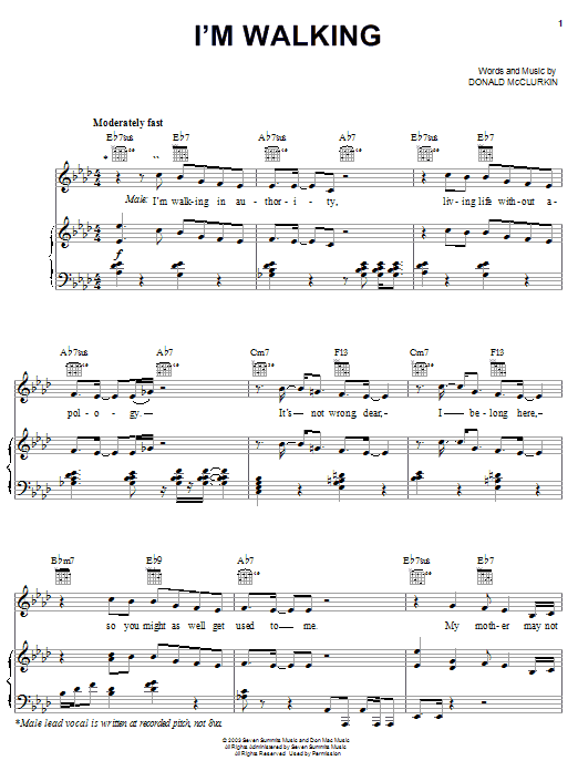 Donnie McClurkin I'm Walking Sheet Music Notes & Chords for Piano, Vocal & Guitar (Right-Hand Melody) - Download or Print PDF