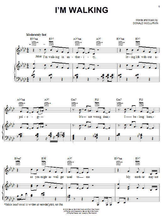 Preview Donnie McClurkin I'm Walking Religious sheet music, notes and chords for Piano, Vocal & Guitar (Right-Hand Melody), SKU: 25719 I'm Walking sheet music
