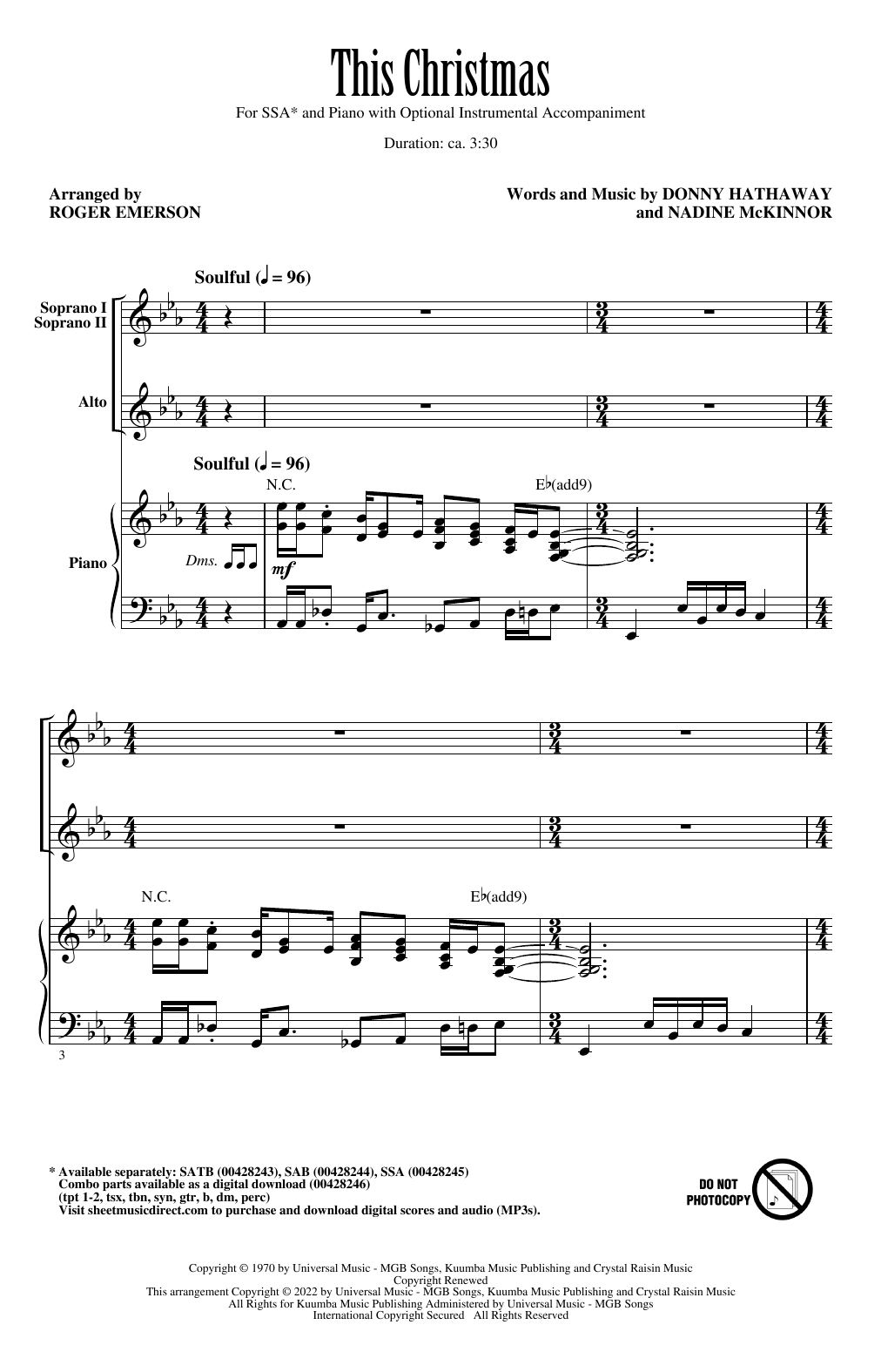 Donny Hathaway This Christmas (arr. Roger Emerson) Sheet Music Notes & Chords for SATB Choir - Download or Print PDF