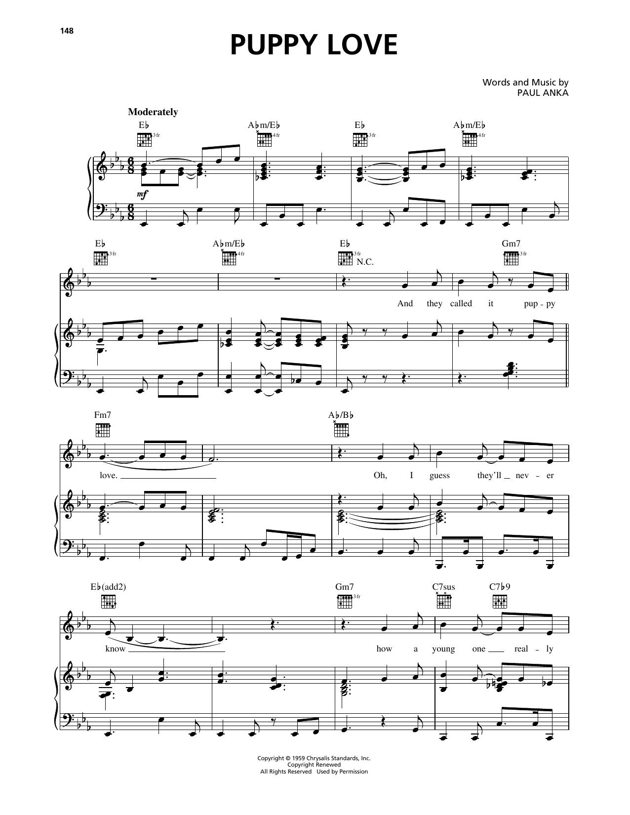 Donny Osmond Puppy Love (from 102 Dalmatians) Sheet Music Notes & Chords for Piano, Vocal & Guitar Chords (Right-Hand Melody) - Download or Print PDF