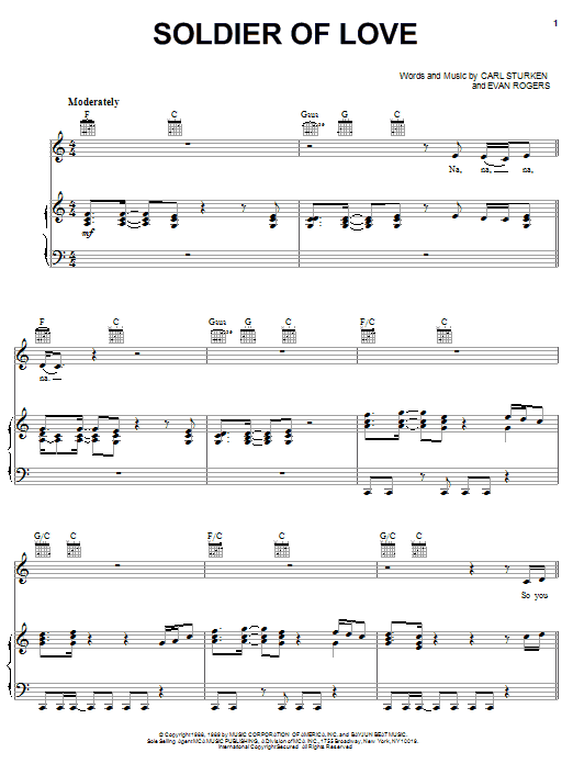 Soldier Of Love sheet music