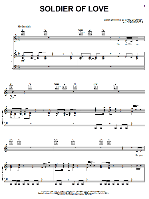 Preview Donny Osmond Soldier Of Love Rock sheet music, notes and chords for Lyrics & Chords, SKU: 81422 Soldier Of Love sheet music