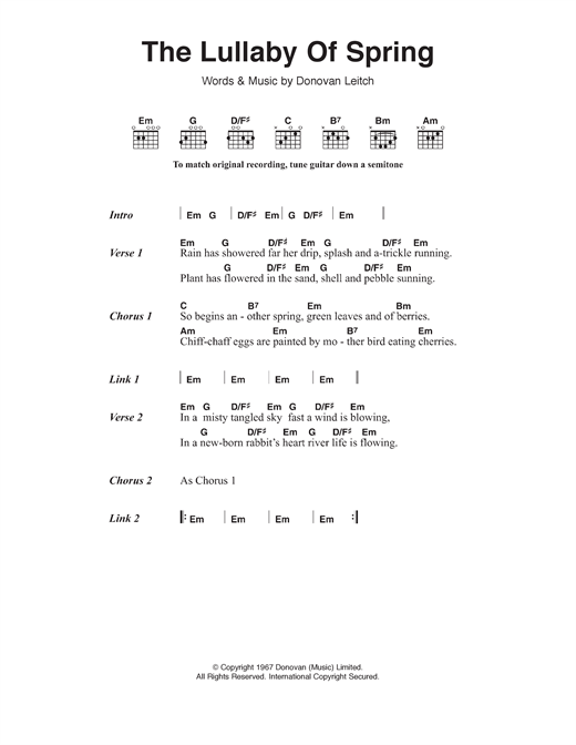 Donovan The Lullaby Of Spring Sheet Music Notes & Chords for Lyrics & Chords - Download or Print PDF