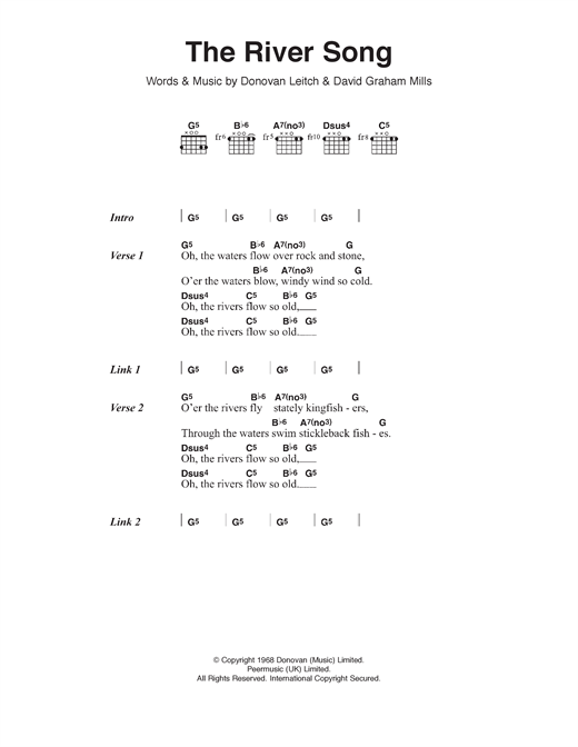 Donovan The River Song Sheet Music Notes & Chords for Lyrics & Chords - Download or Print PDF