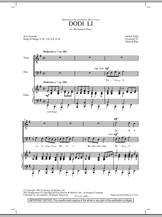 Doreen Rao Dodi Li Sheet Music Notes & Chords for TB - Download or Print PDF