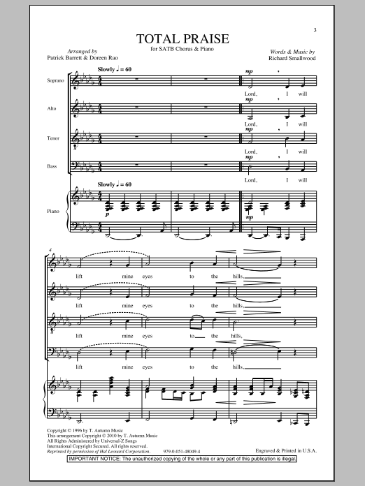 Doreen Rao Total Praise Sheet Music Notes & Chords for SATB - Download or Print PDF