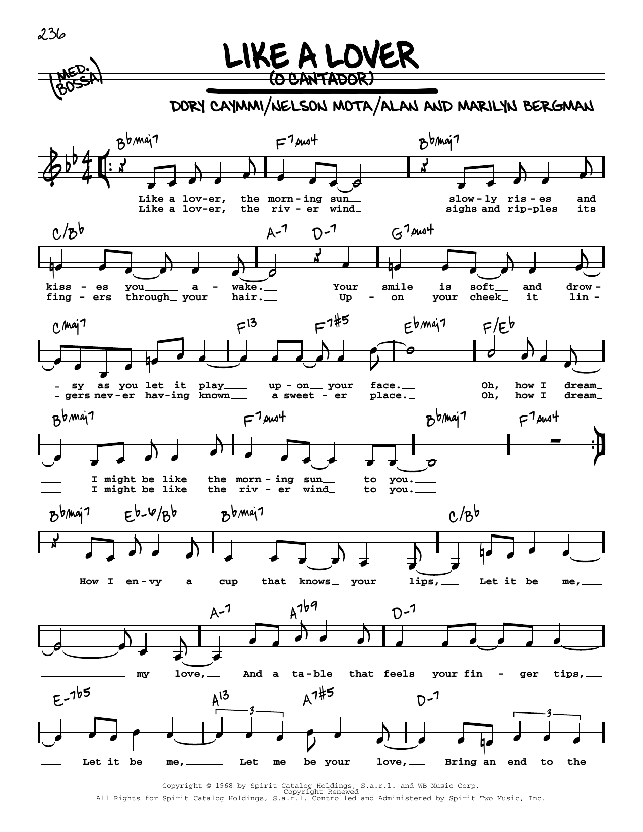 Dori Caymmi Like A Lover (O Cantador) (Low Voice) Sheet Music Notes & Chords for Real Book – Melody, Lyrics & Chords - Download or Print PDF