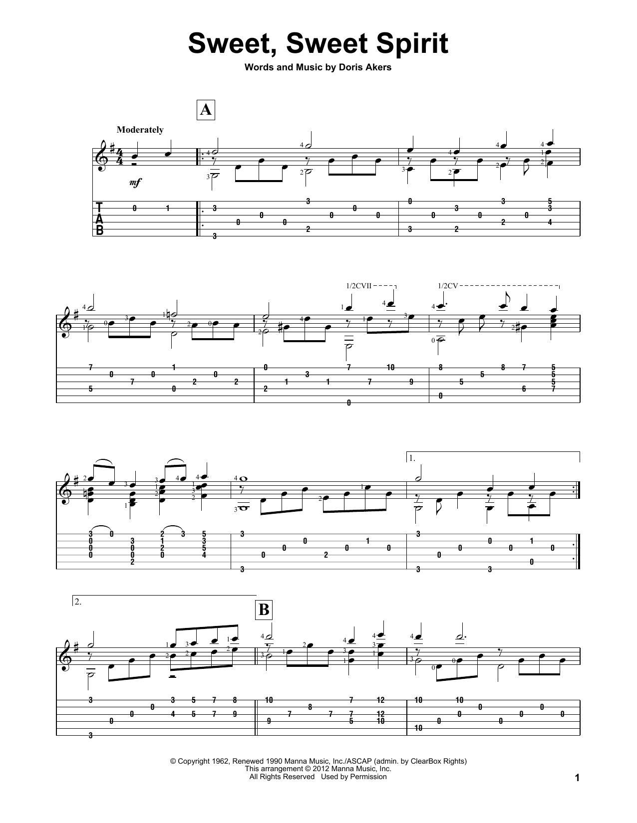 Doris Akers Sweet, Sweet Spirit Sheet Music Notes & Chords for Piano Solo - Download or Print PDF