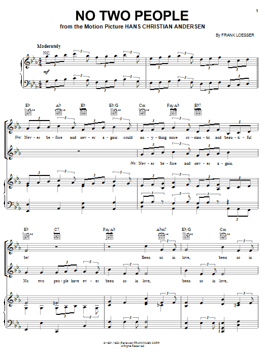 Doris Day No Two People Sheet Music Notes & Chords for Piano, Vocal & Guitar (Right-Hand Melody) - Download or Print PDF Doris Day No Two People Sheet Music Notes & Chords for Piano, Vocal & Guitar (Right-Hand Melody) - Download or Print PDF