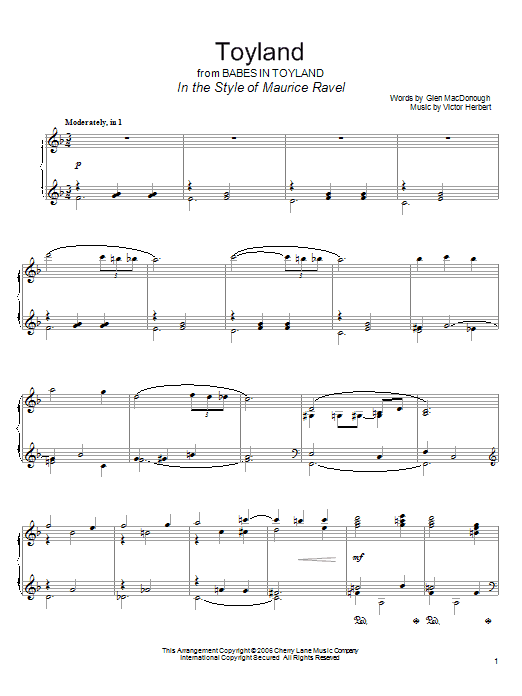 Doris Day Toyland Sheet Music Notes & Chords for Piano - Download or Print PDF