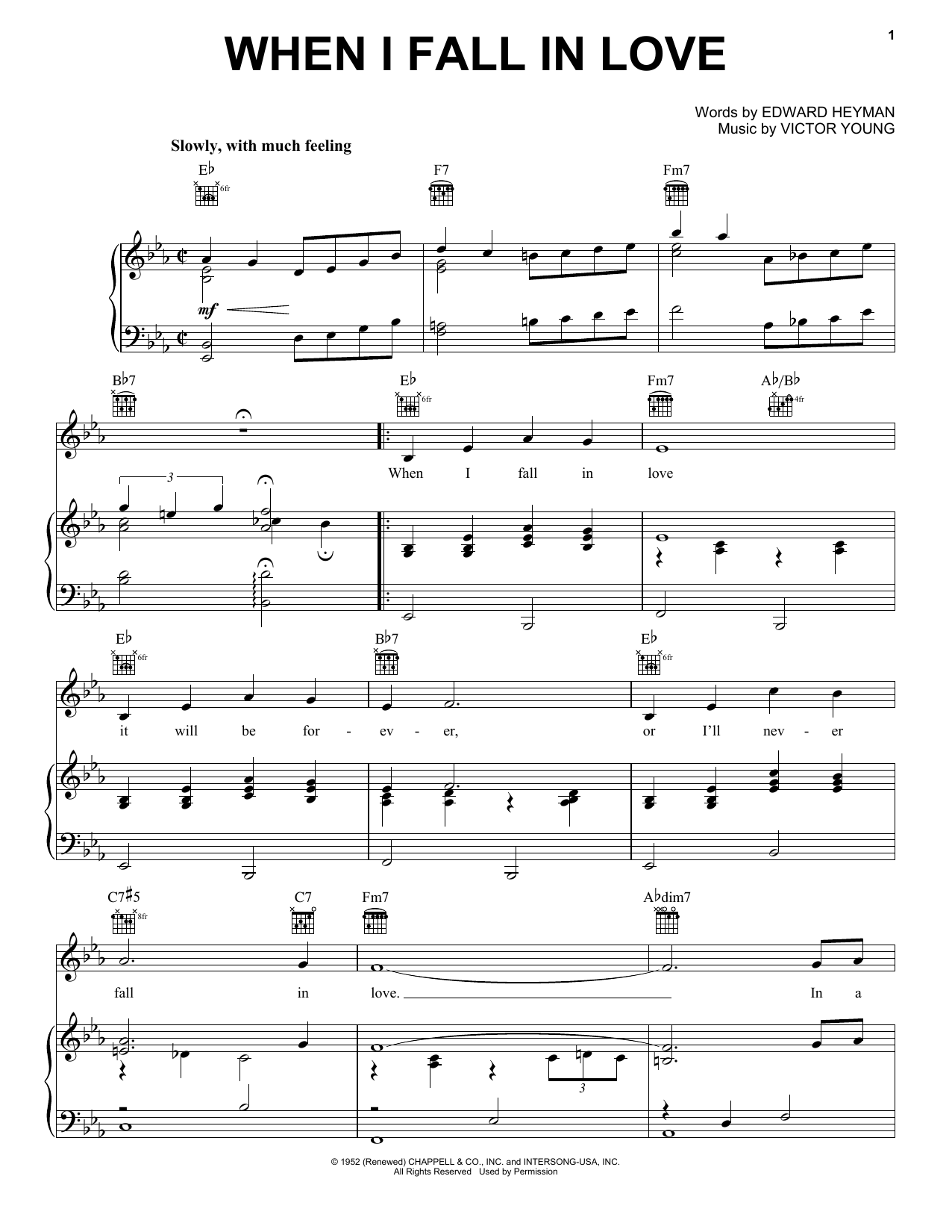 Doris Day When I Fall In Love Sheet Music Notes & Chords for Easy Piano - Download or Print PDF