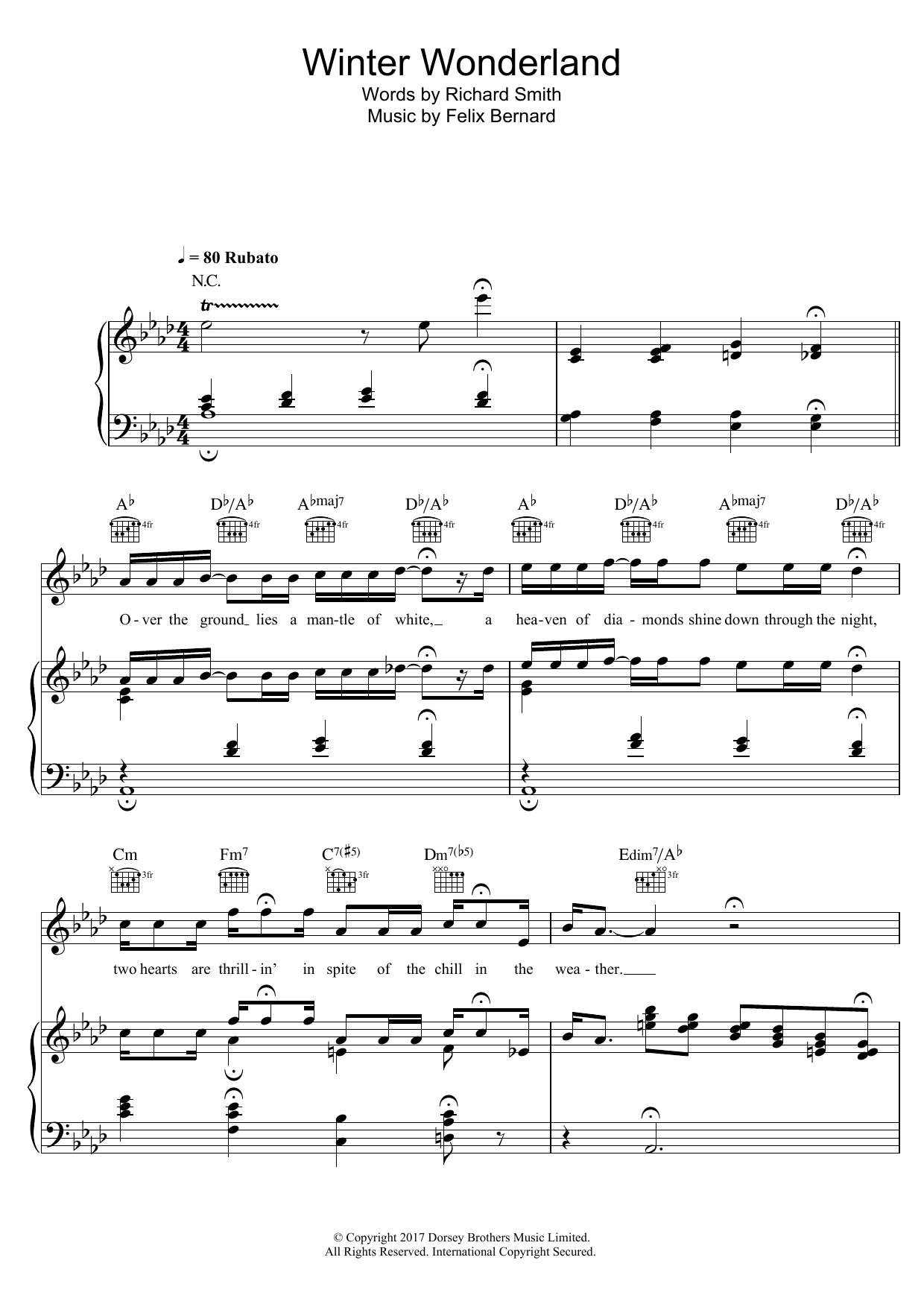 Doris Day Winter Wonderland Sheet Music Notes & Chords for Piano, Vocal & Guitar - Download or Print PDF