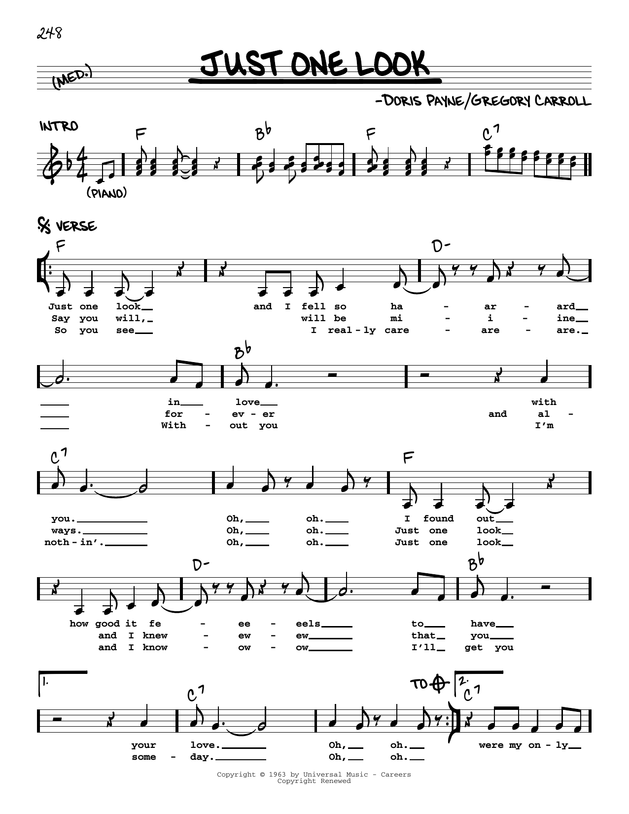 Doris Troy Just One Look Sheet Music Notes & Chords for Real Book – Melody & Chords - Download or Print PDF