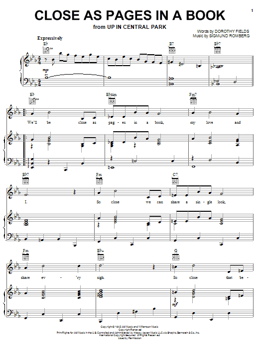 Dorothy Fields Close As Pages In A Book Sheet Music Notes & Chords for Real Book – Melody & Chords - Download or Print PDF