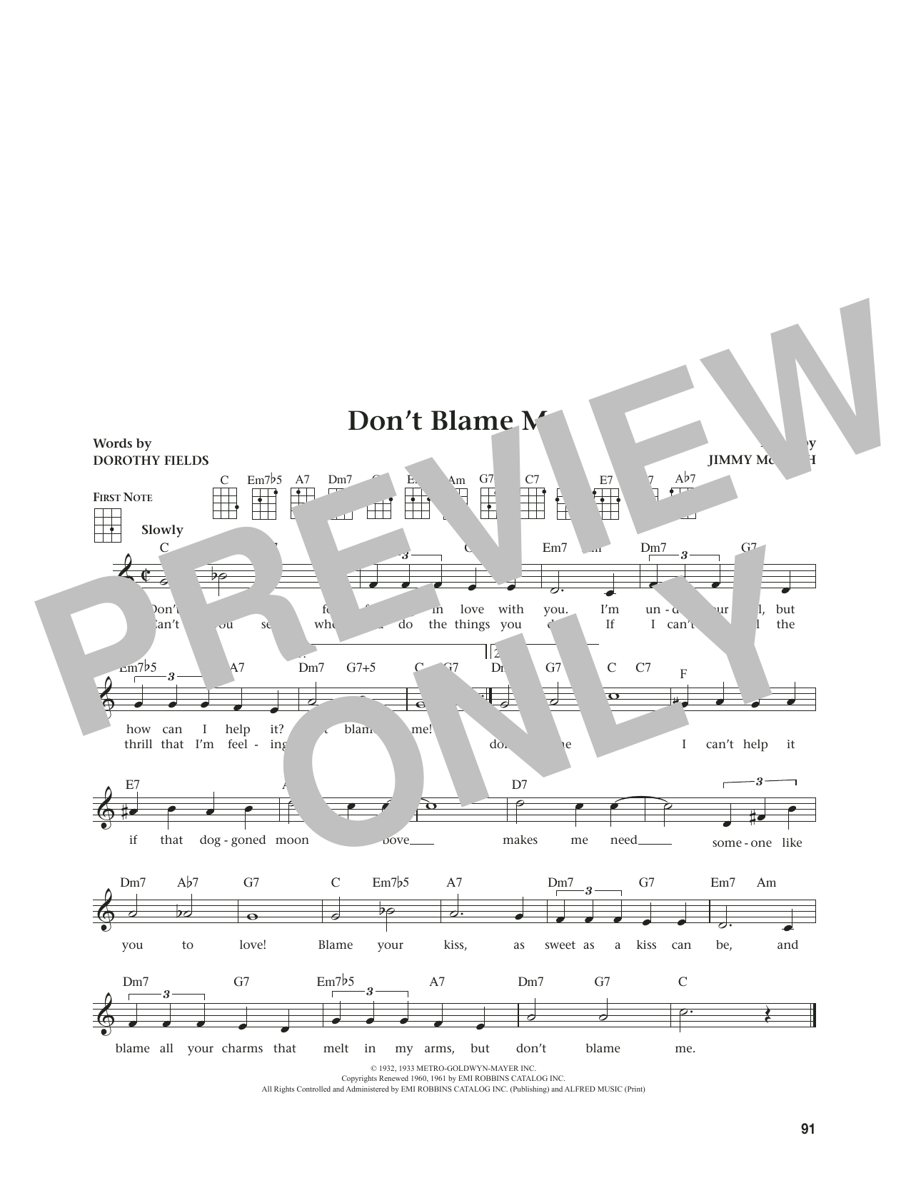 Dorothy Fields Don't Blame Me (from The Daily Ukulele) (arr. Jim Beloff) Sheet Music Notes & Chords for Ukulele - Download or Print PDF