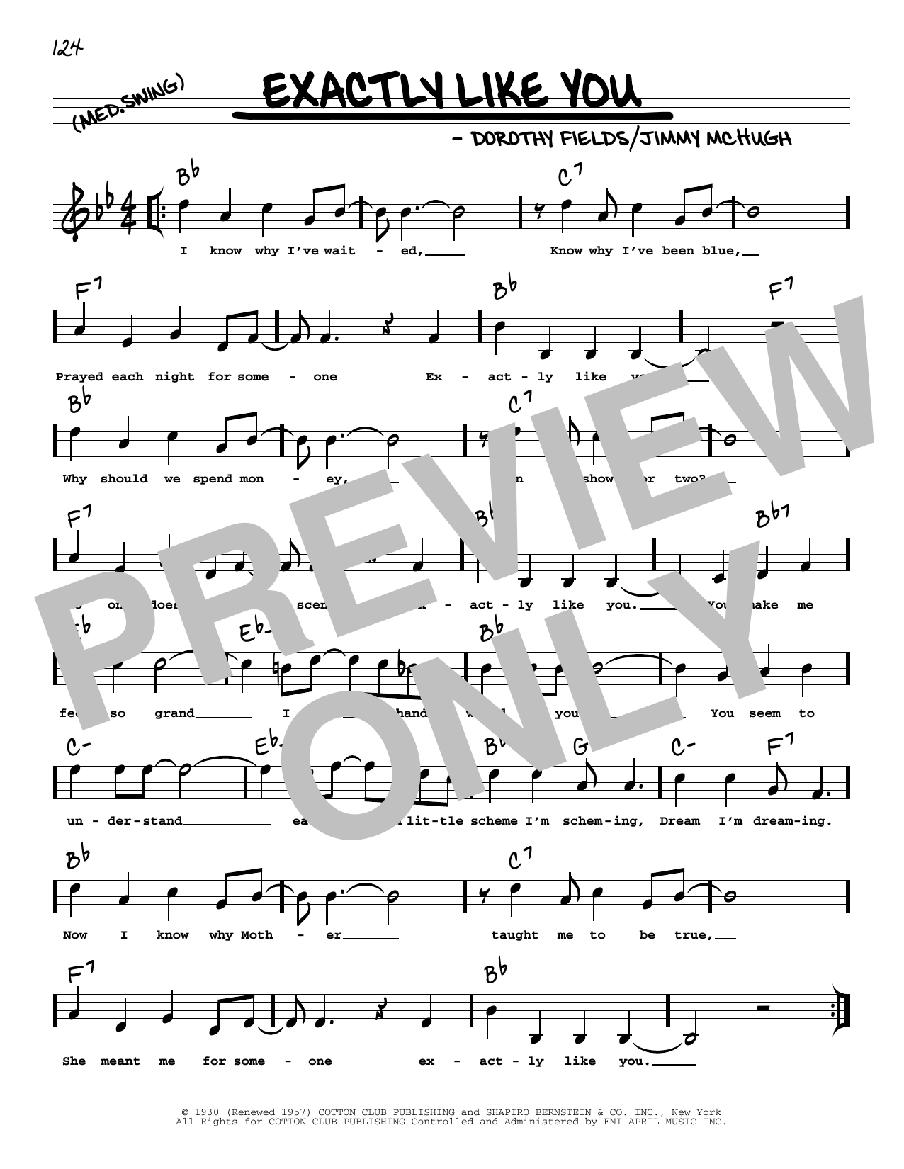 Dorothy Fields Exactly Like You (arr. Robert Rawlins) Sheet Music Notes & Chords for Real Book – Melody, Lyrics & Chords - Download or Print PDF