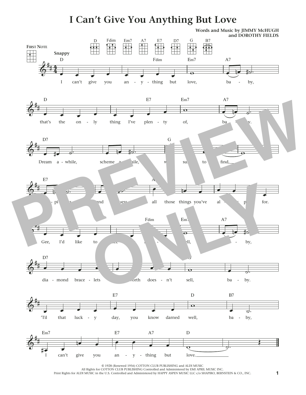 Dorothy Fields I Can't Give You Anything But Love (from The Daily Ukulele) (arr. Liz and Jim Beloff) Sheet Music Notes & Chords for Ukulele - Download or Print PDF