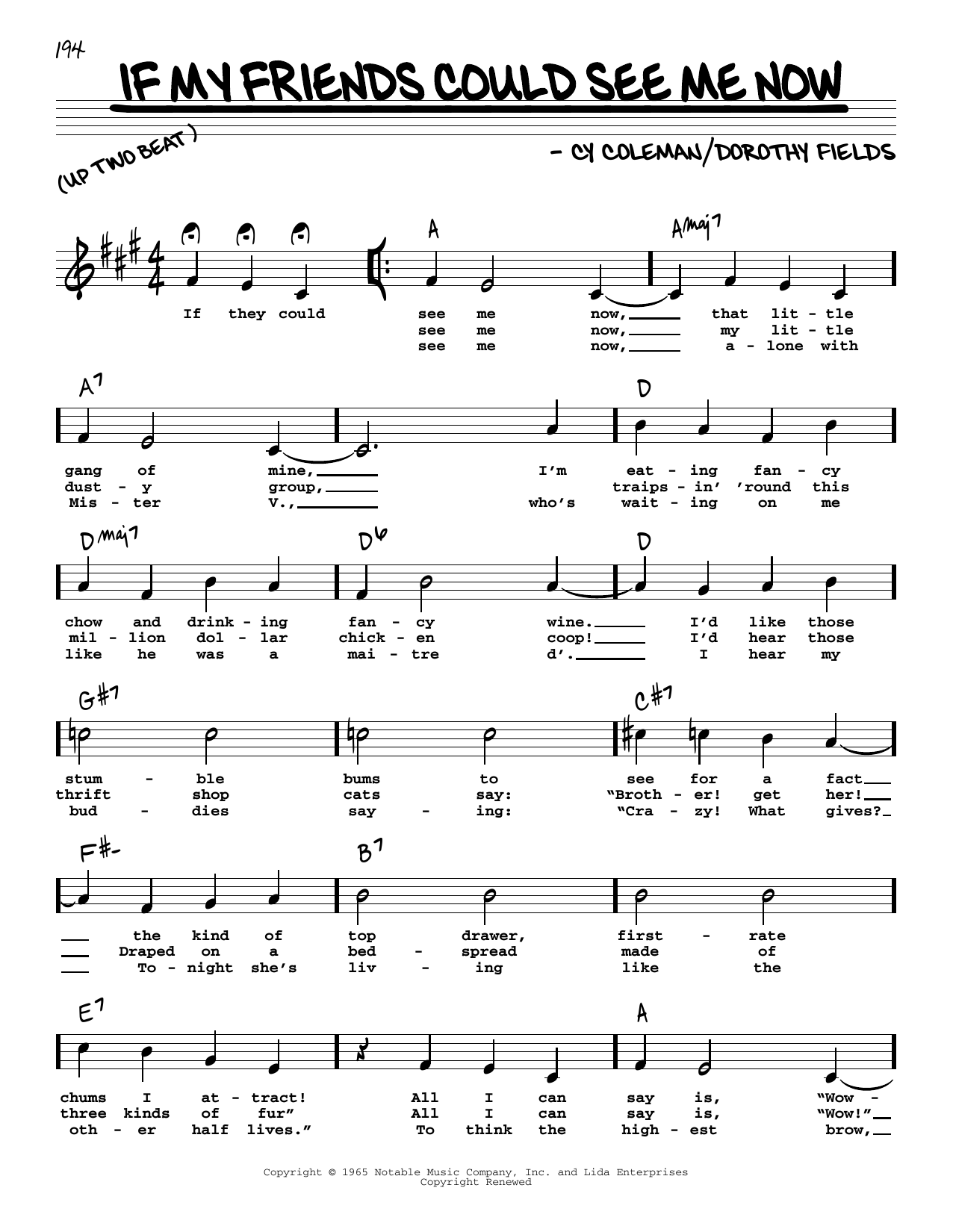 Dorothy Fields If My Friends Could See Me Now (High Voice) Sheet Music Notes & Chords for Real Book – Melody, Lyrics & Chords - Download or Print PDF