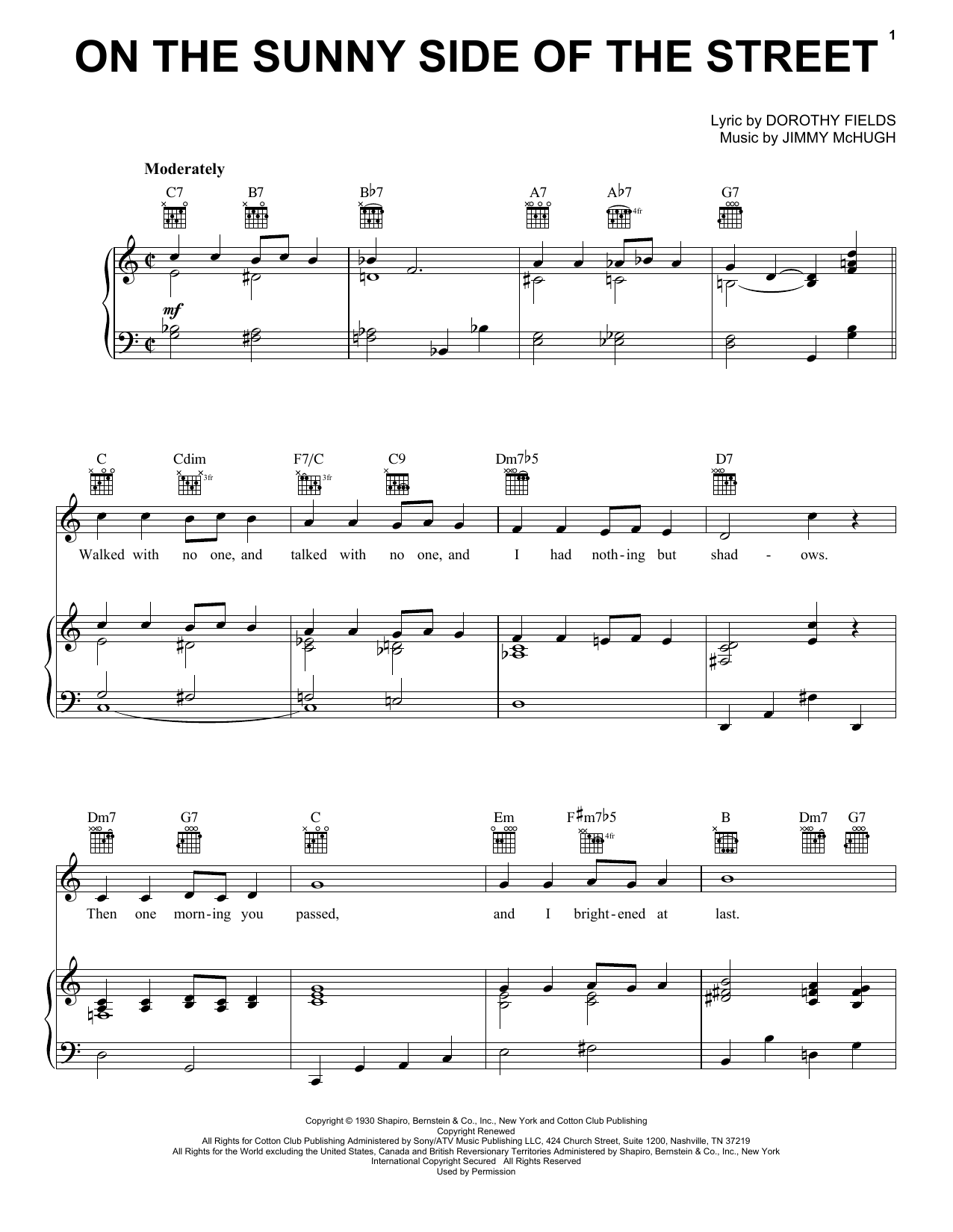 Dorothy Fields On The Sunny Side Of The Street Sheet Music Notes & Chords for Solo Guitar - Download or Print PDF
