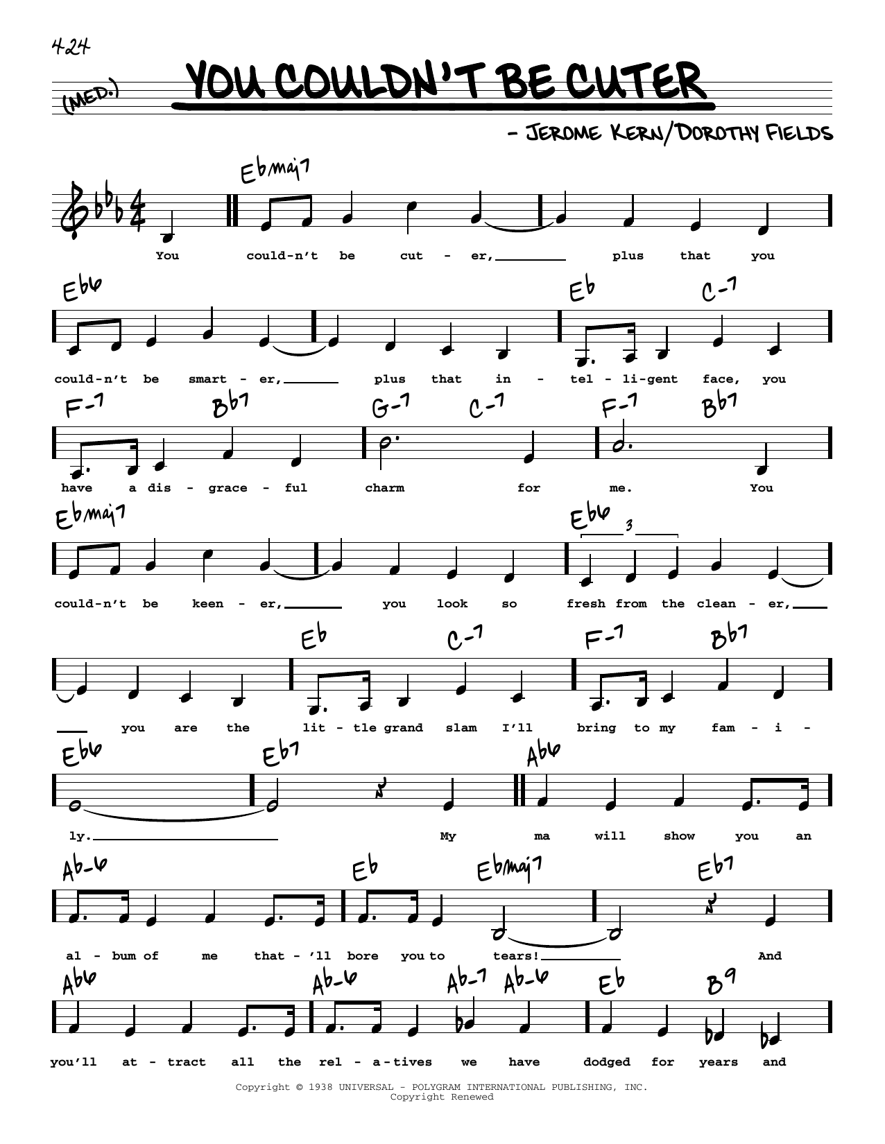 Dorothy Fields You Couldn't Be Cuter (Low Voice) Sheet Music Notes & Chords for Real Book – Melody, Lyrics & Chords - Download or Print PDF Dorothy Fields You Couldn't Be Cuter (Low Voice) Sheet Music Notes & Chords for Real Book – Melody, Lyrics & Chords - Download or Print PDF