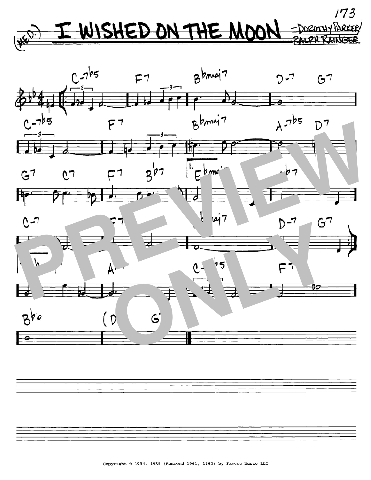 Dorothy Parker I Wished On The Moon Sheet Music Notes & Chords for Real Book - Melody, Lyrics & Chords - C Instruments - Download or Print PDF