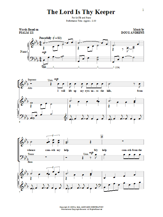 Doug Andrews The Lord Is Thy Keeper Sheet Music Notes & Chords for Choral - Download or Print PDF