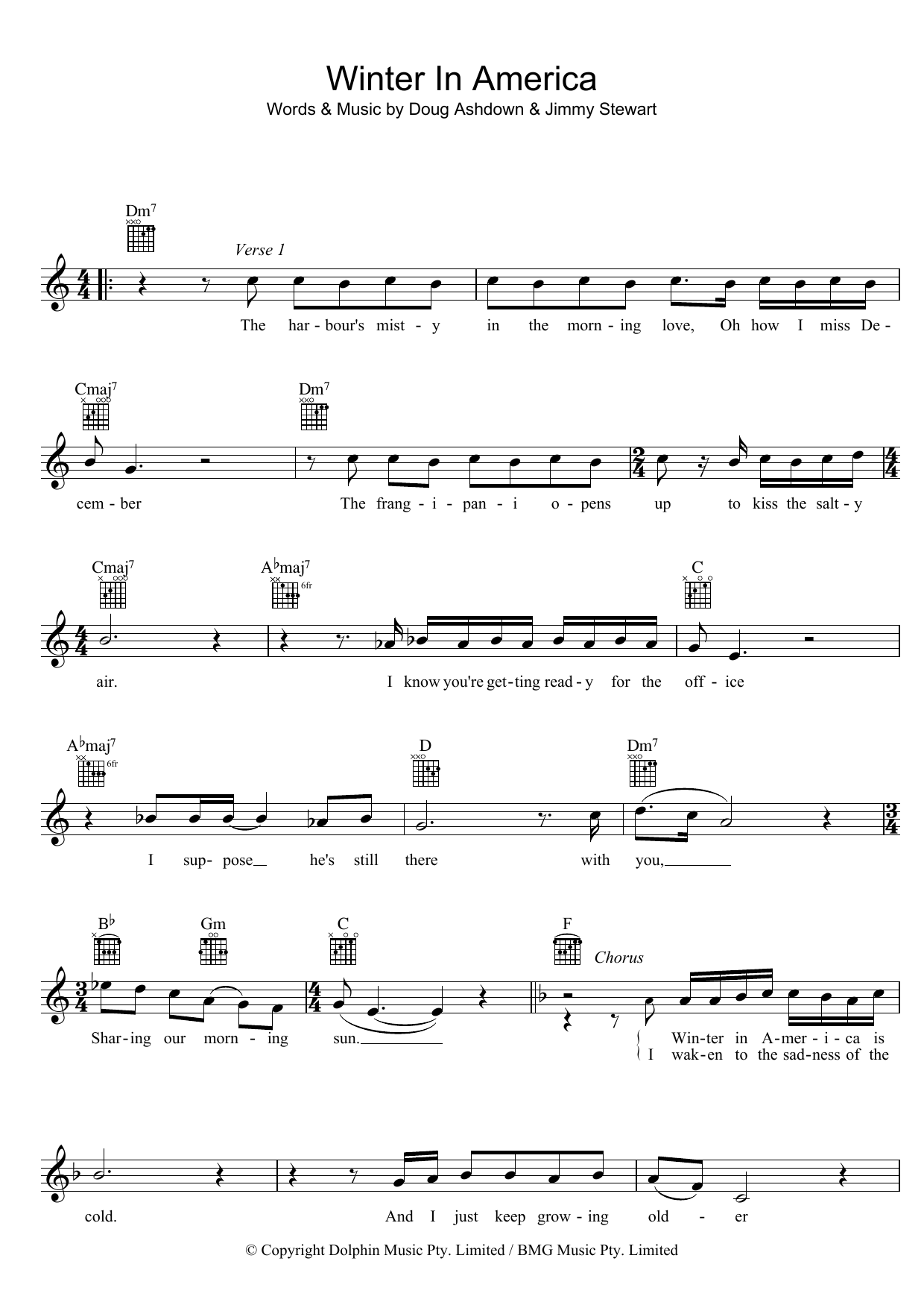 Doug Ashdown Winter In America Sheet Music Notes & Chords for Melody Line, Lyrics & Chords - Download or Print PDF