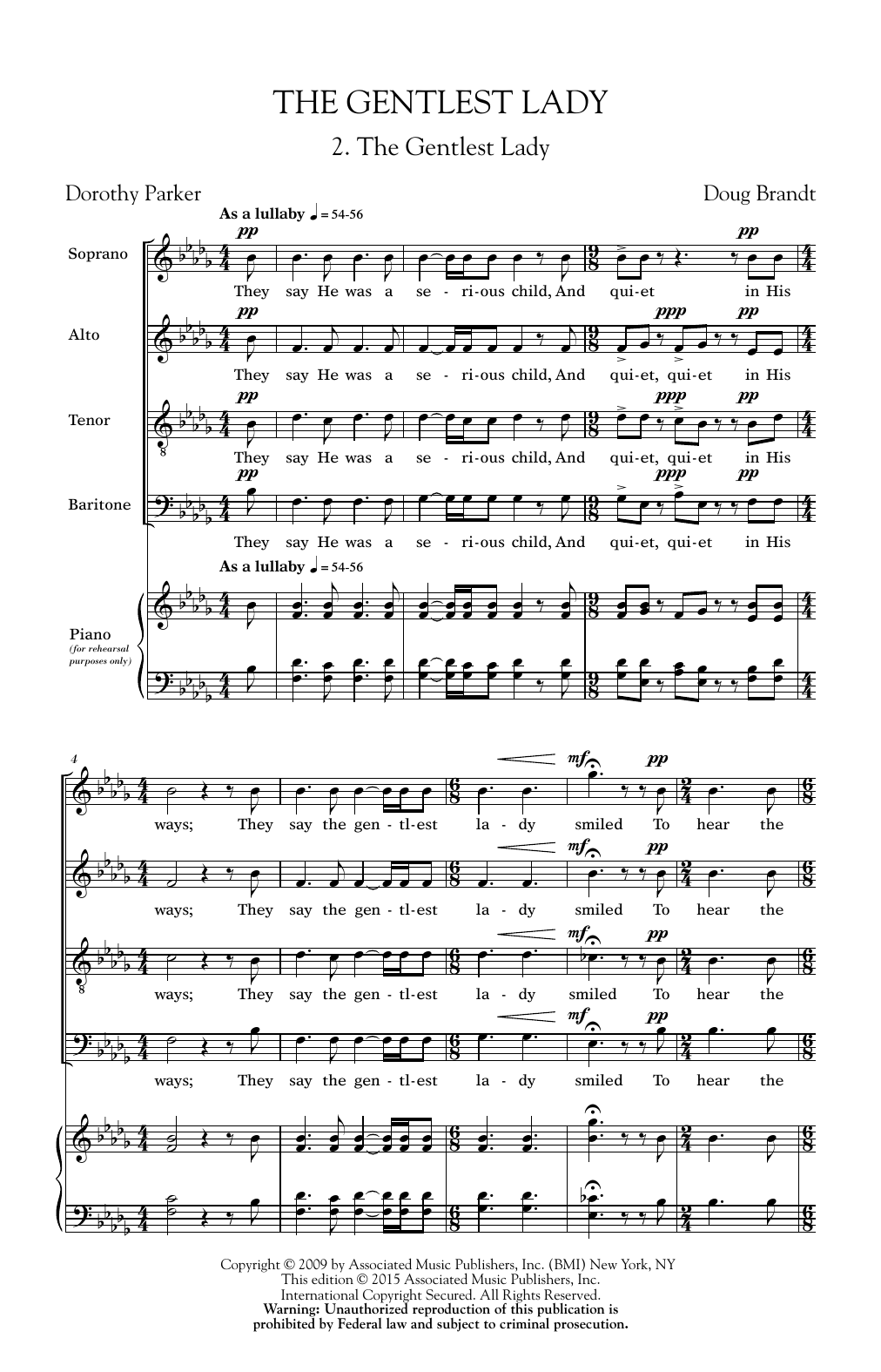Doug Brandt The Gentlest Lady Sheet Music Notes & Chords for SATB - Download or Print PDF