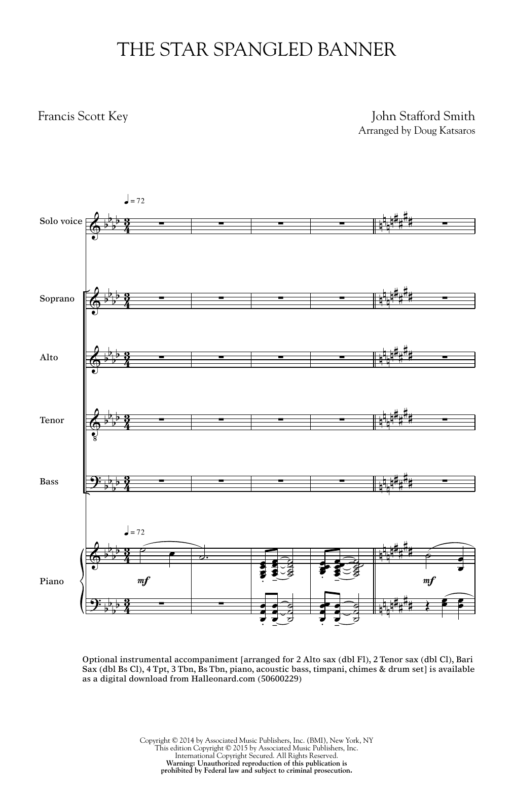 Doug Katsaros The Star Spangled Banner Sheet Music Notes & Chords for SATB - Download or Print PDF