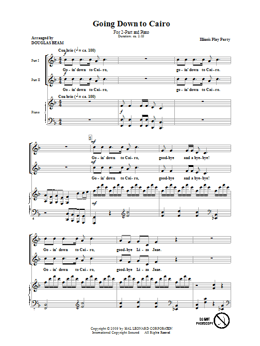 Douglas Beam Going Down To Cairo Sheet Music Notes & Chords for 2-Part Choir - Download or Print PDF