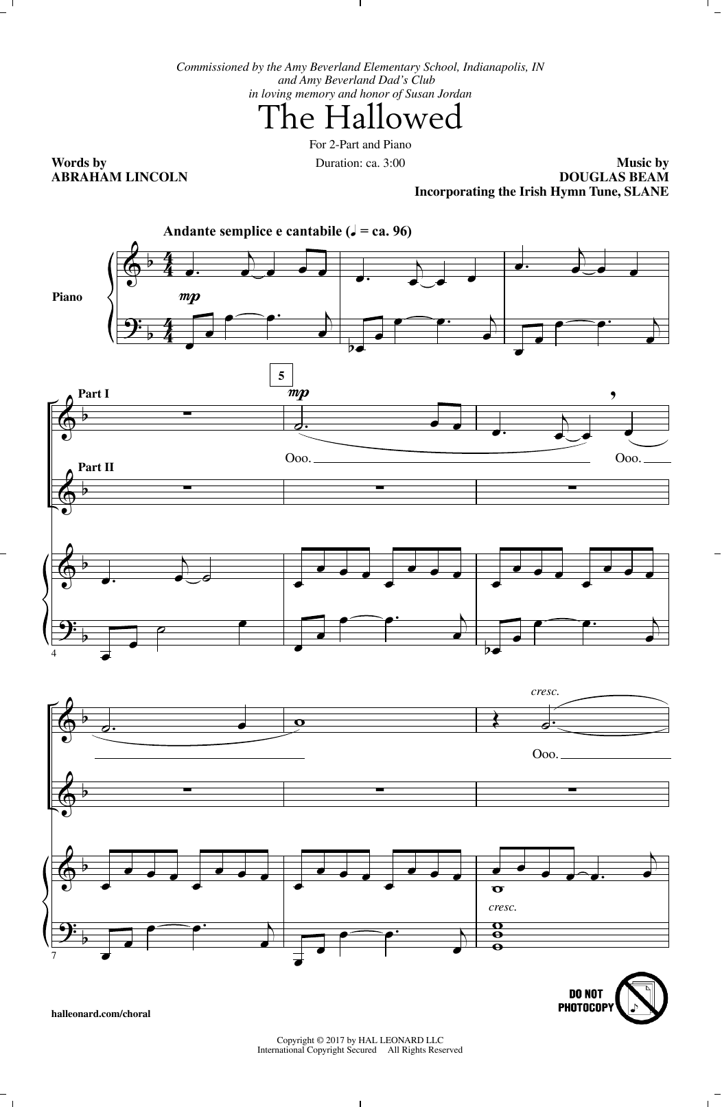 Douglas Beam The Hallowed Sheet Music Notes & Chords for 2-Part Choir - Download or Print PDF