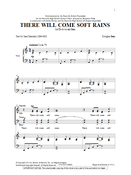 Douglas Beam There Will Come Soft Rains Sheet Music Notes & Chords for SATB - Download or Print PDF
