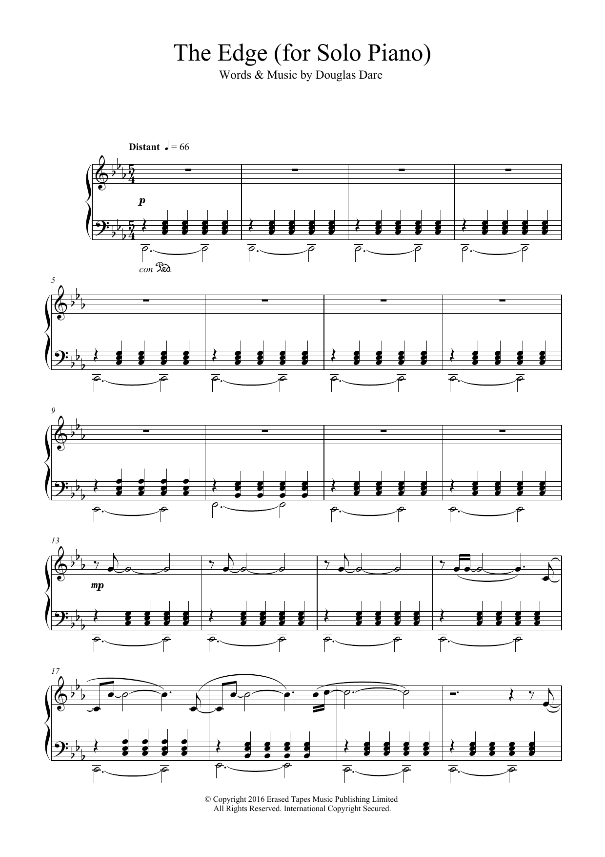 Douglas Dare The Edge Sheet Music Notes & Chords for Piano - Download or Print PDF
