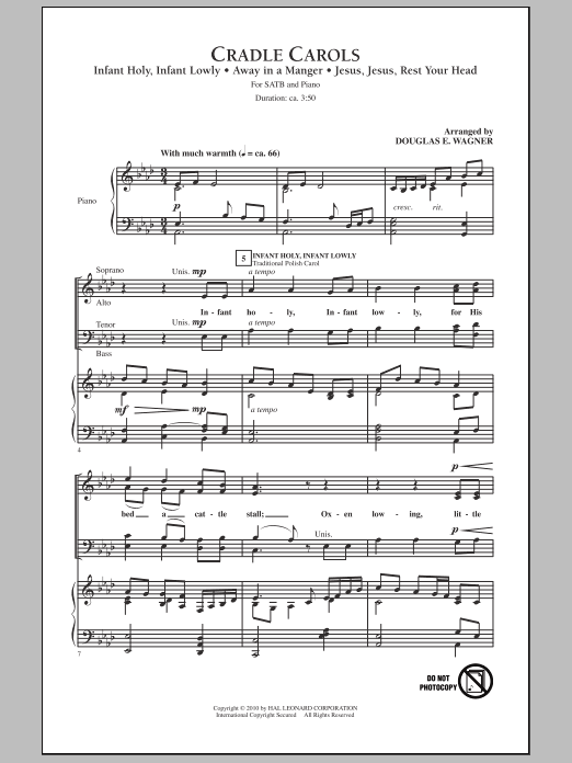 Douglas E. Wagner Cradle Carols Sheet Music Notes & Chords for SATB - Download or Print PDF