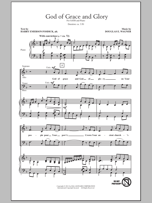 Douglas E. Wagner God Of Grace And God Of Glory Sheet Music Notes & Chords for SATB - Download or Print PDF