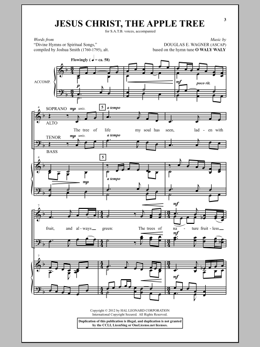 Douglas E. Wagner Jesus Christ, The Apple Tree Sheet Music Notes & Chords for SATB - Download or Print PDF