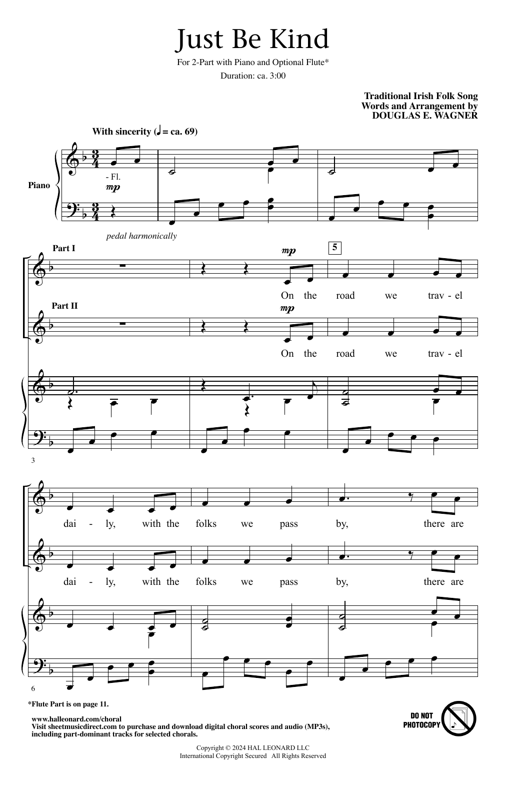 Douglas E. Wagner Just Be Kind Sheet Music Notes & Chords for 2-Part Choir - Download or Print PDF