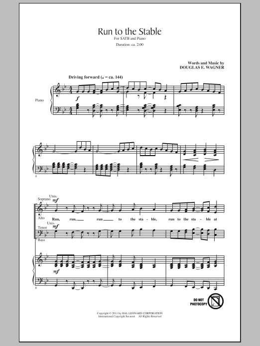 Douglas E. Wagner Run To The Stable Sheet Music Notes & Chords for SATB - Download or Print PDF