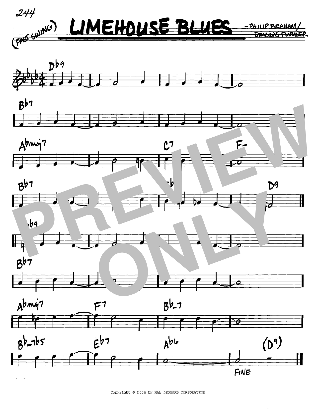 Douglas Furber Limehouse Blues Sheet Music Notes & Chords for Real Book - Melody & Chords - Bass Clef Instruments - Download or Print PDF