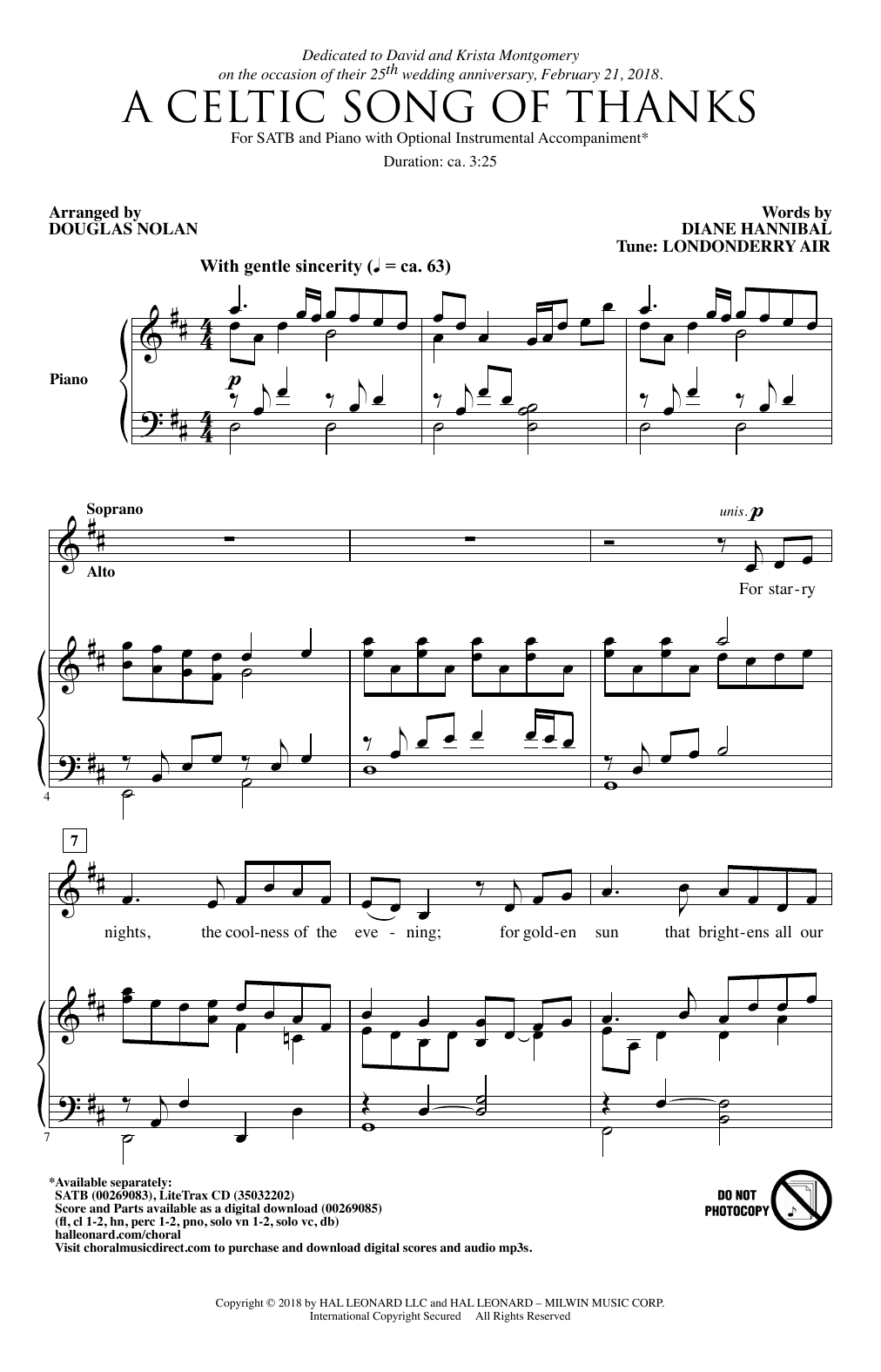 Douglas Nolan A Celtic Song Of Thanks Sheet Music Notes & Chords for SATB - Download or Print PDF