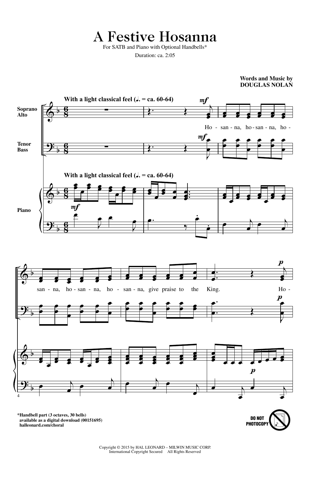 Douglas Nolan A Festive Hosanna Sheet Music Notes & Chords for SATB - Download or Print PDF