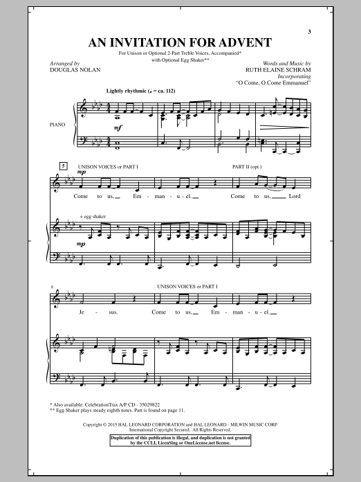 Douglas Nolan An Invitation For Advent Sheet Music Notes & Chords for SAB - Download or Print PDF