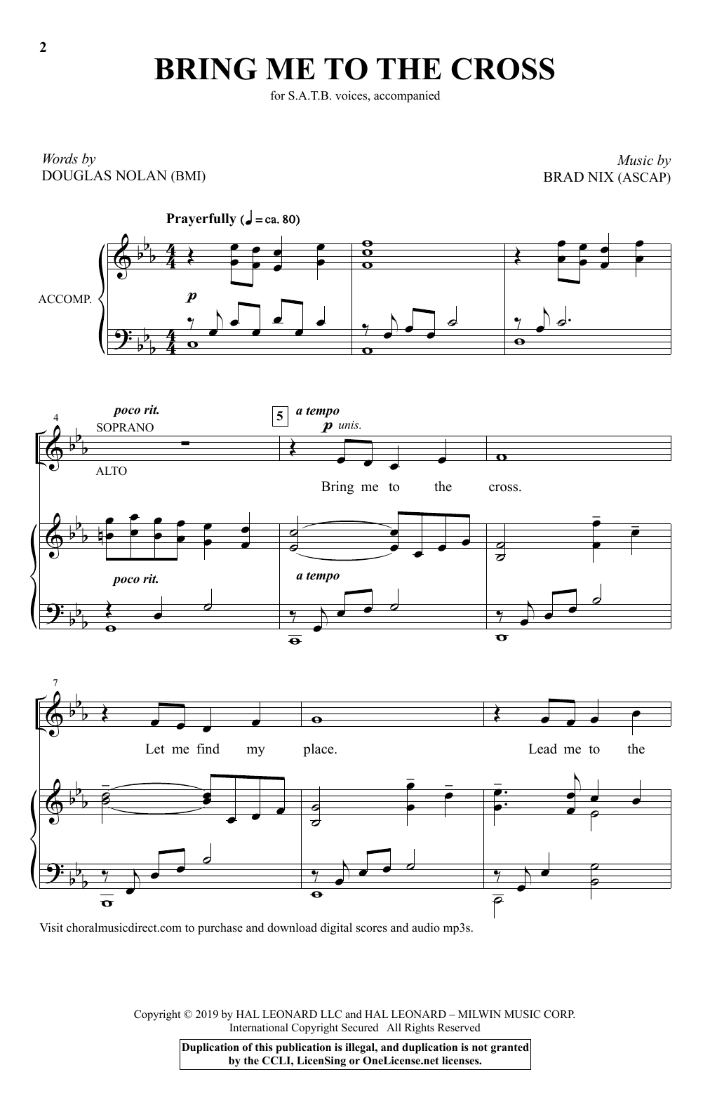 Douglas Nolan and Brad Nix Bring Me To The Cross Sheet Music Notes & Chords for SATB Choir - Download or Print PDF