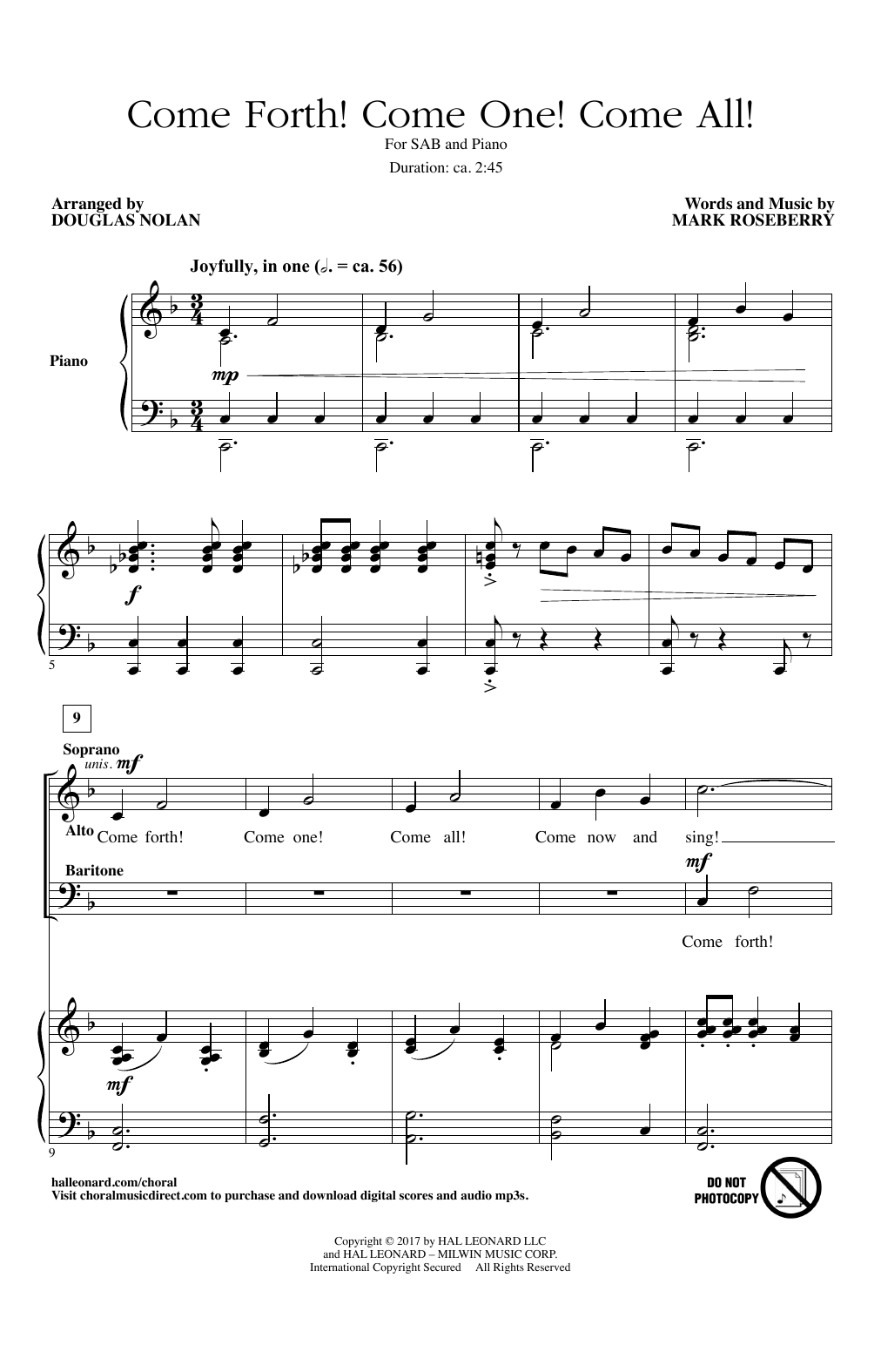 Douglas Nolan Come Forth! Come One! Come All! Sheet Music Notes & Chords for SAB - Download or Print PDF