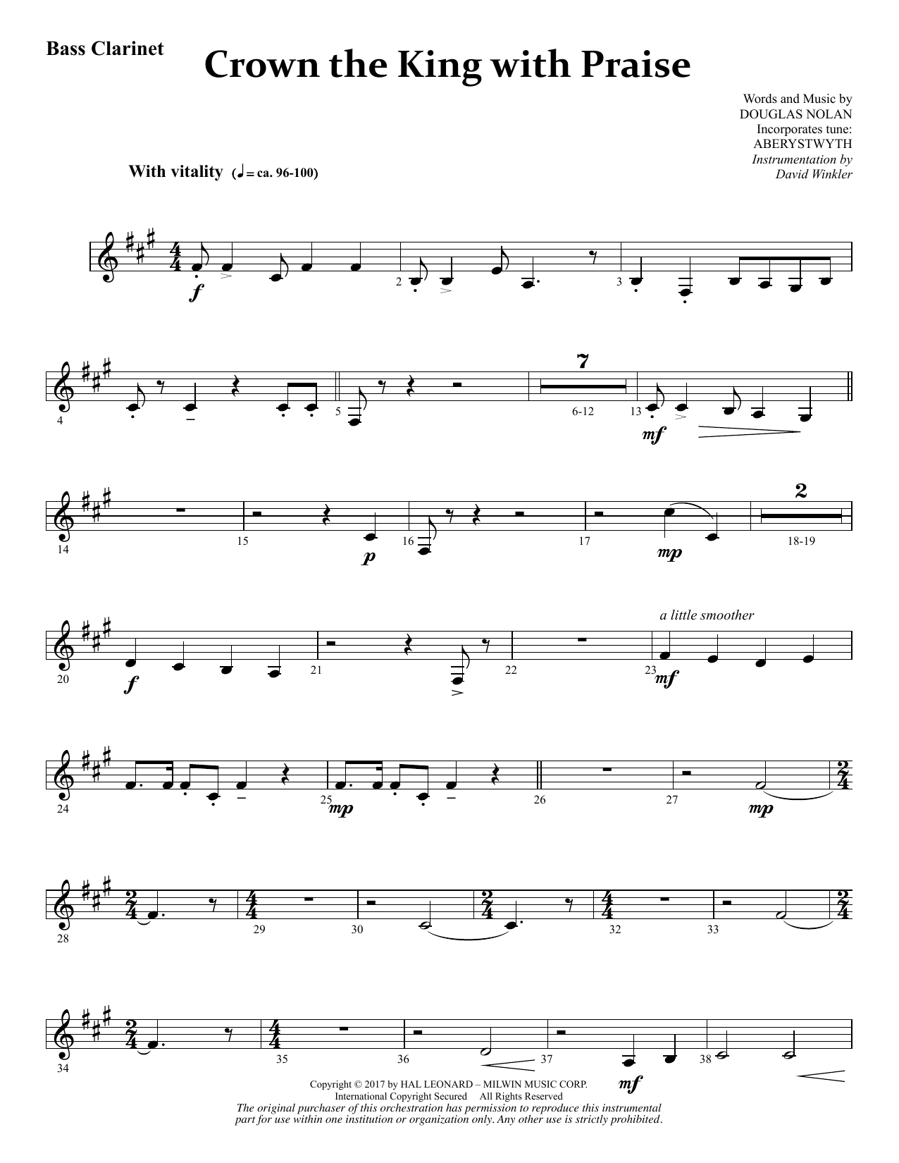 Douglas Nolan Crown the King with Praise - Bass Clarinet Sheet Music Notes & Chords for Choral Instrumental Pak - Download or Print PDF