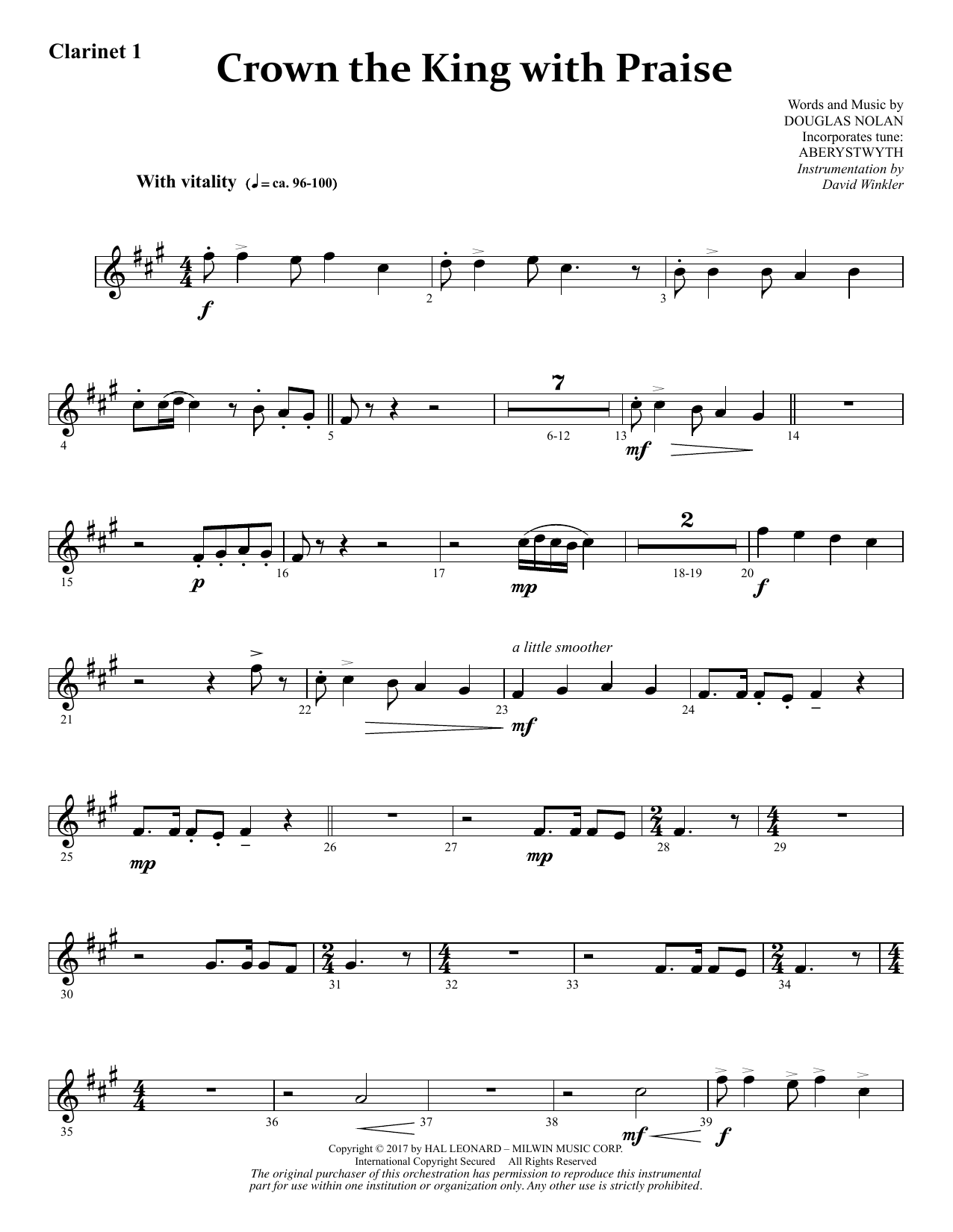 Douglas Nolan Crown the King with Praise - Bb Clarinet 1 Sheet Music Notes & Chords for Choral Instrumental Pak - Download or Print PDF