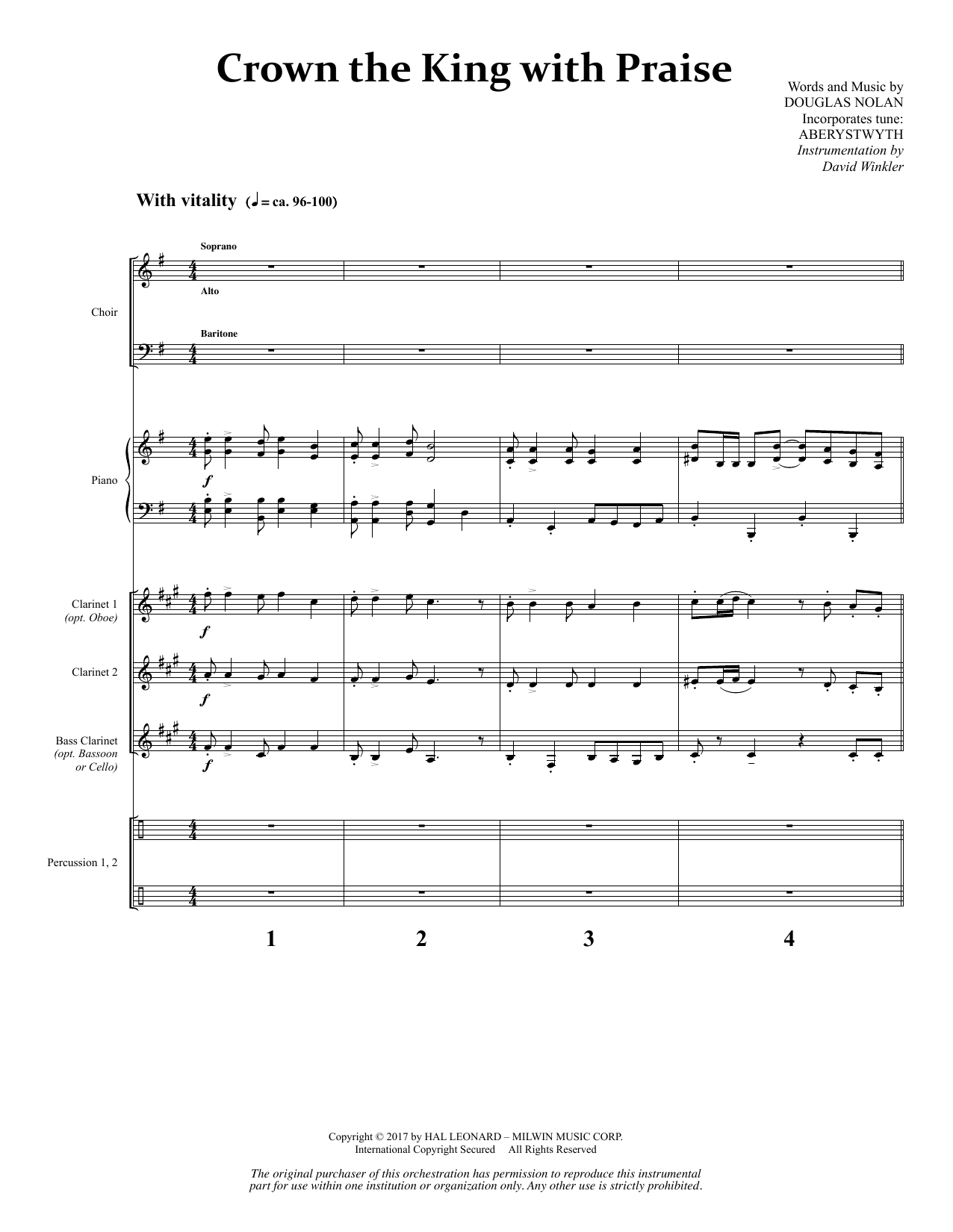Douglas Nolan Crown the King with Praise - Full Score Sheet Music Notes & Chords for Choral Instrumental Pak - Download or Print PDF