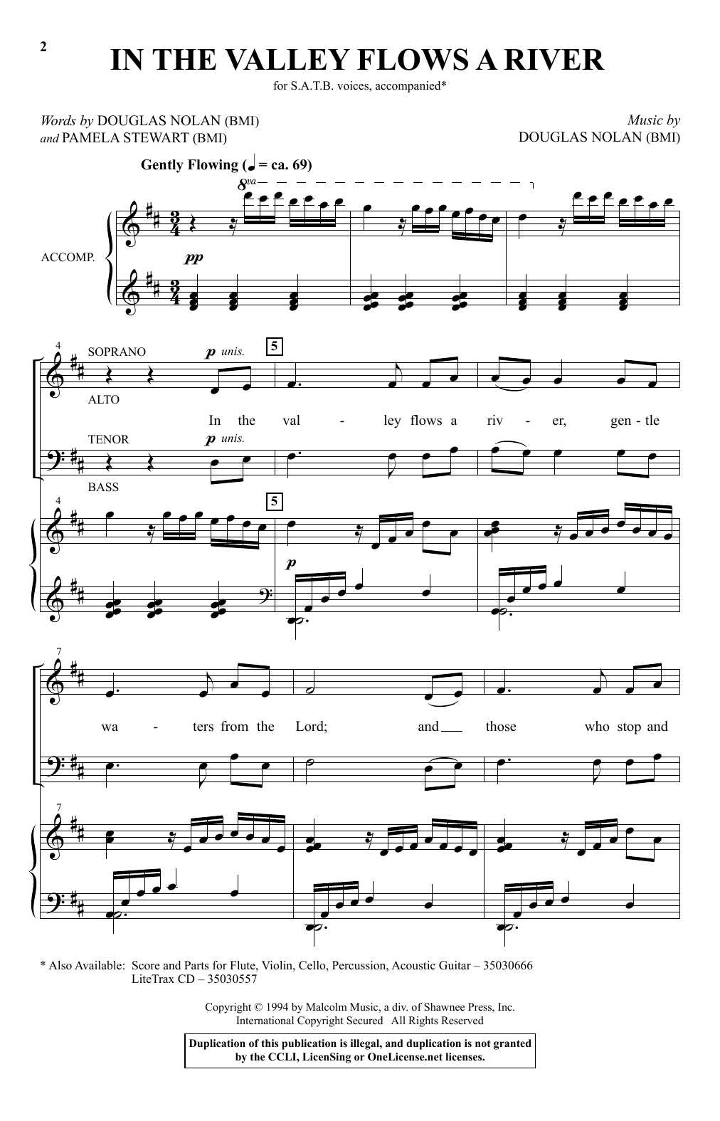 Douglas Nolan In The Valley Flows A River Sheet Music Notes & Chords for SATB - Download or Print PDF