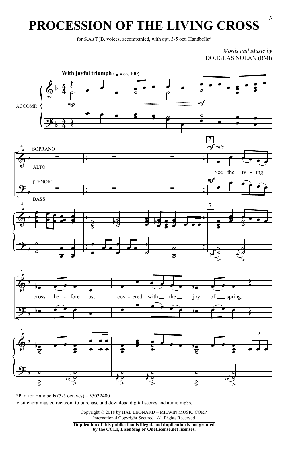 Douglas Nolan Procession Of The Living Cross Sheet Music Notes & Chords for SATB Choir - Download or Print PDF